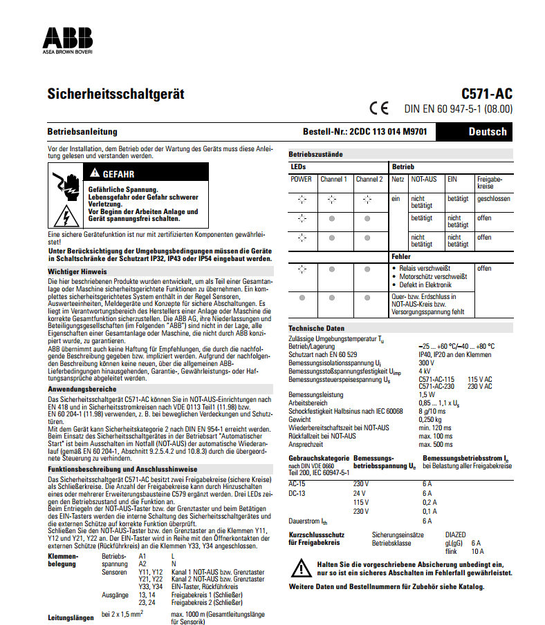 ABB安全继电器说明书.PDF